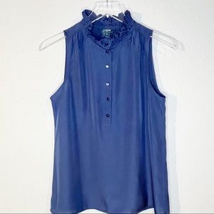 J.Crew Ruffle Button Down Sleeveless Blouse